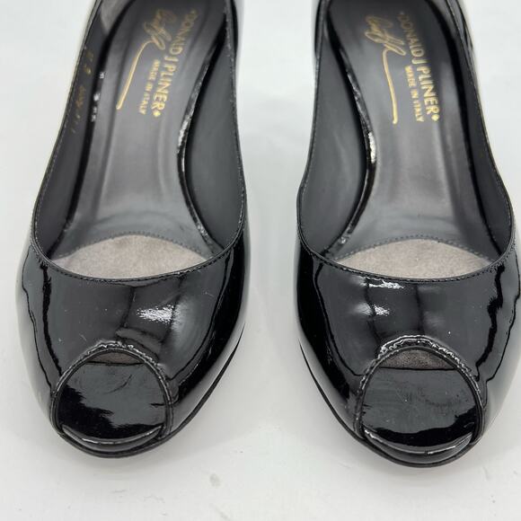 Donald J. Pliner Dark Brown Patent Leather Peep Toe Pumps Women’s 6 - Picture 11 of 12